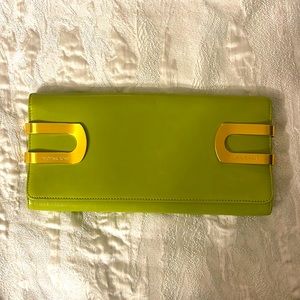 Michael Kors green/gold clutch